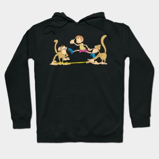 two monkeys in the athletic competition Hoodie